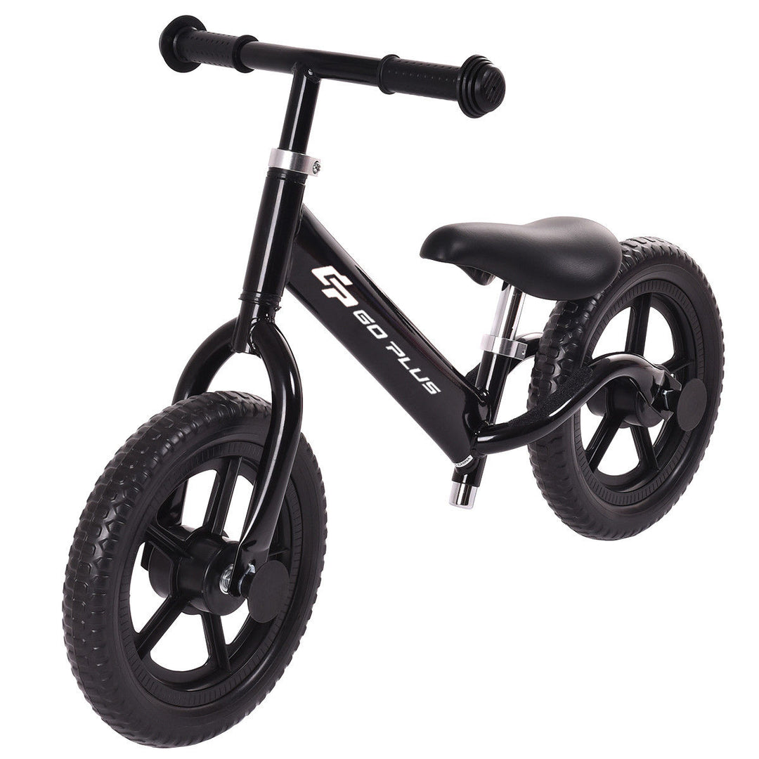 12 Balance Bike Classic Kids No-Pedal Learn To Ride Pre Bike w/ Adjustable SeatBlack Image 1