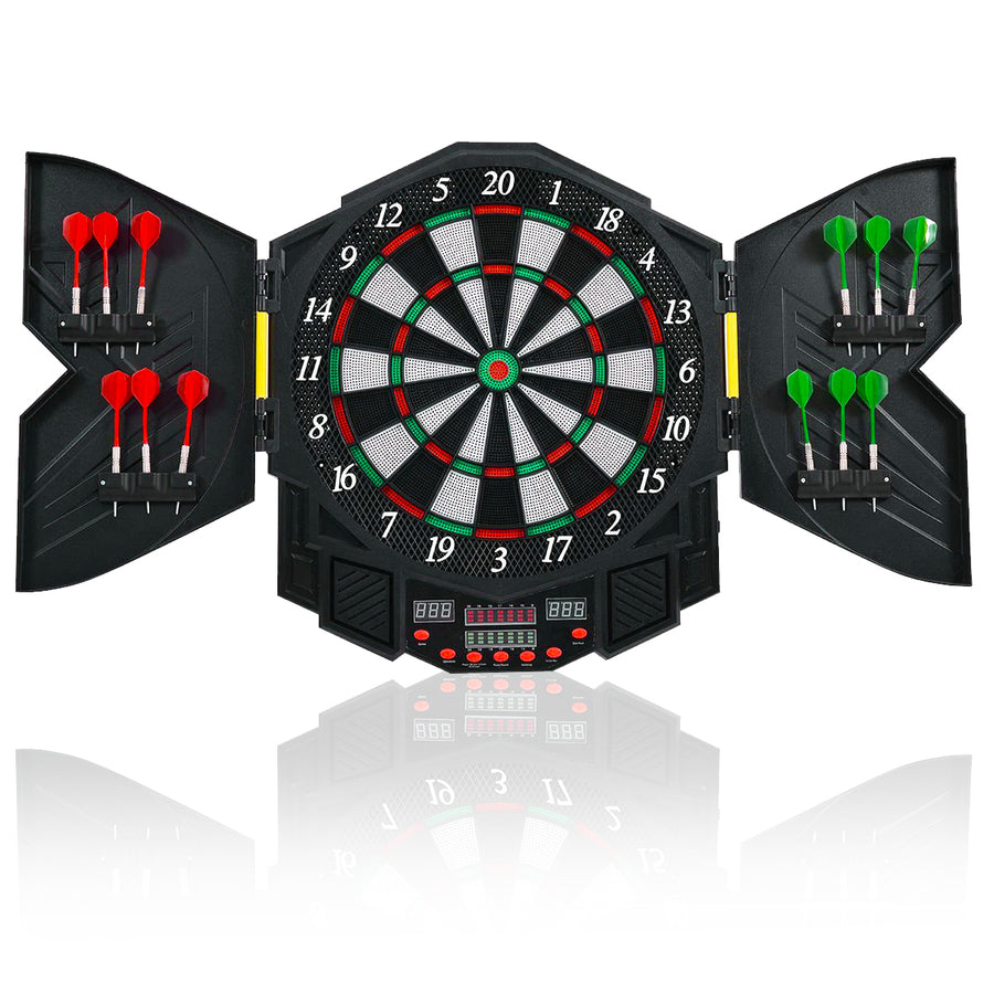 Professional Electronic Dartboard Cabinet Set w/ 12 Darts Game Room LED Display Image 1