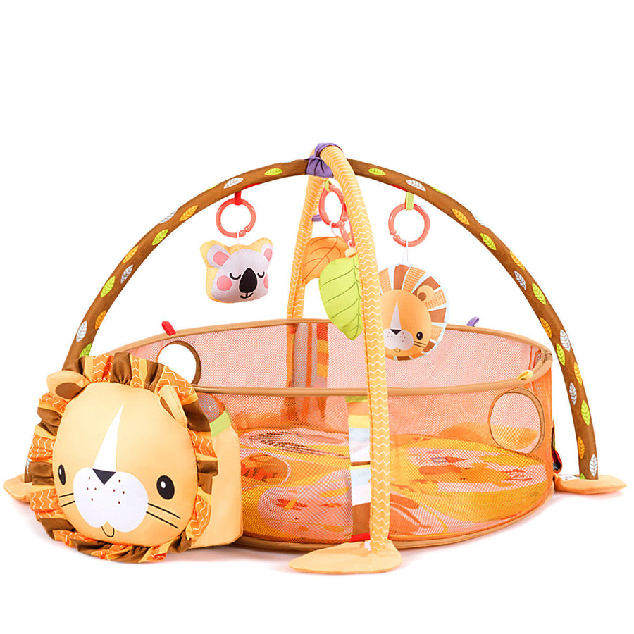 3 in 1 Cartoon Lion Baby Infant Activity Gym Play Mat w Hanging Toys Ocean Ball Image 1