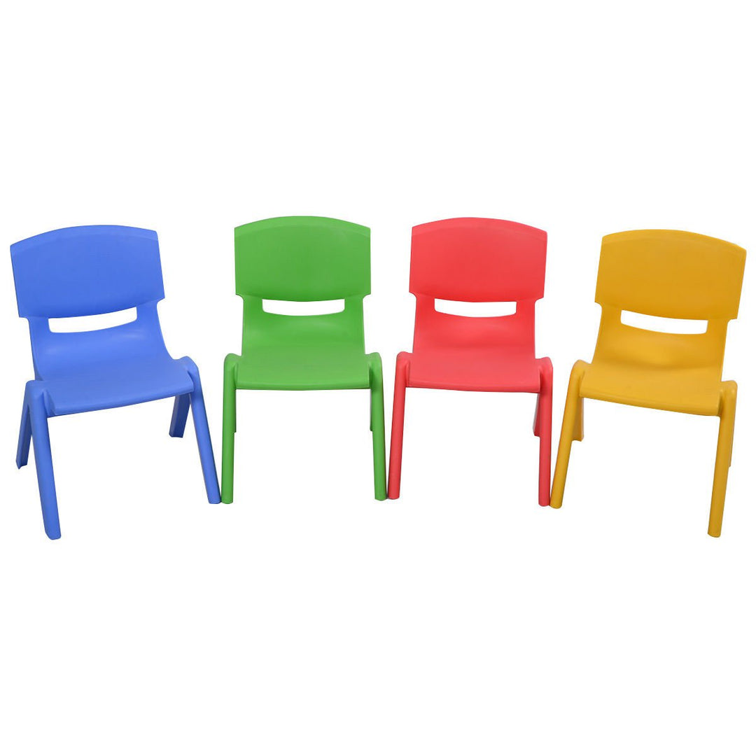 Set of 4 Kids Plastic Chairs Stackable Play and Learn Furniture Colorful Image 1