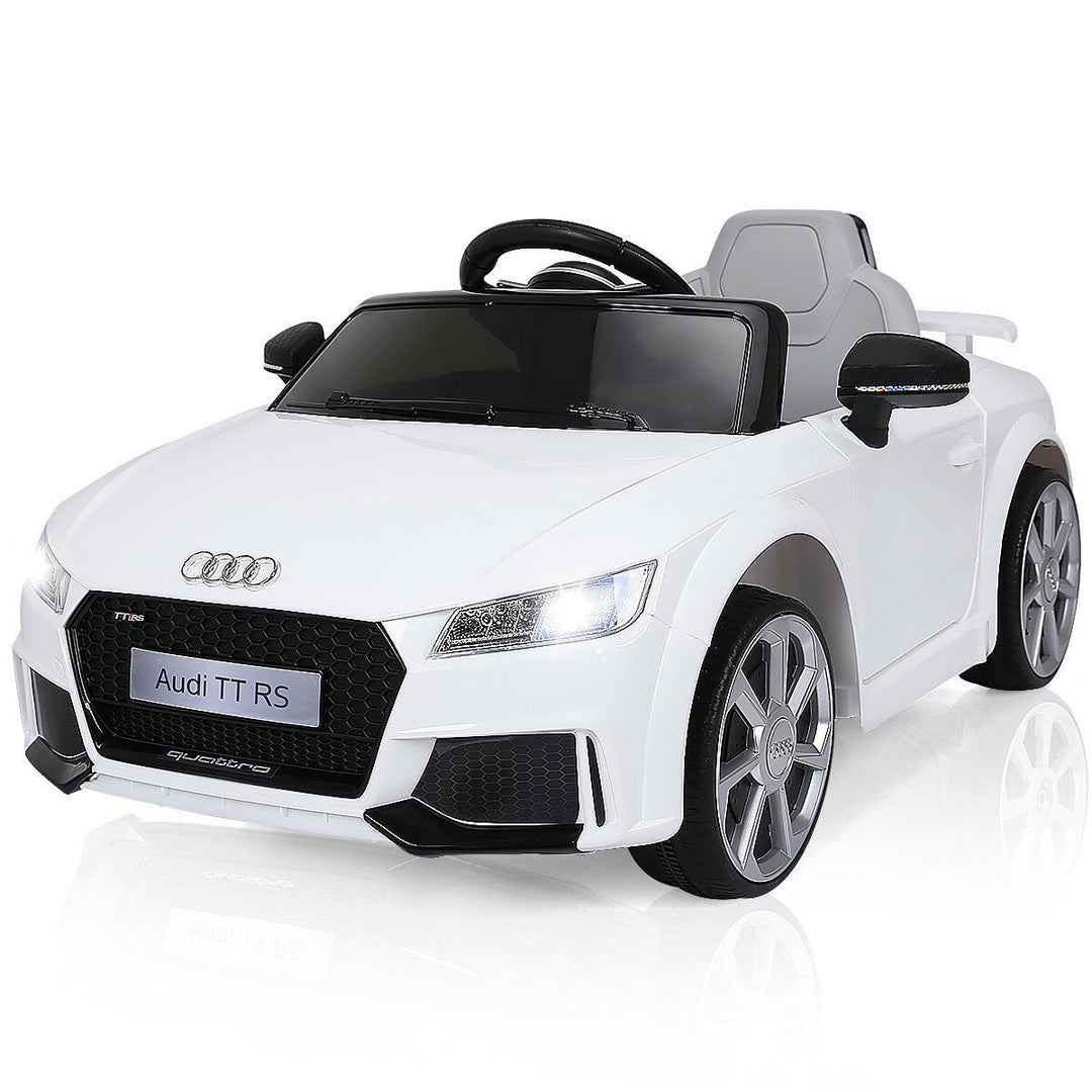 Costway White 12V Audi TT RS Electric Kids Ride On Car Licensed Remote Control MP3 Image 1