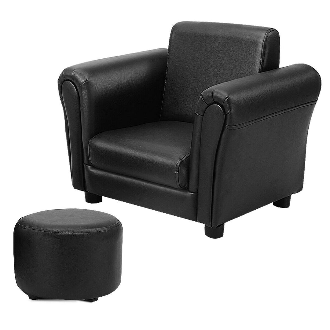 Costway Kids Sofa Armrest Chair Couch Children Toddler Birthday Gift w/ Ottoman Black Image 1