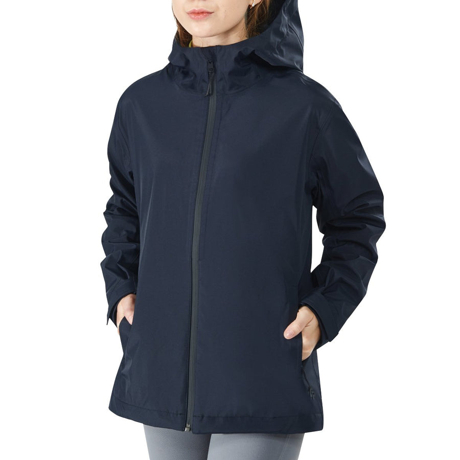 Goplus Womens Waterproof Rain Jacket Windproof Hooded Raincoat Shell with Cuff Navy Image 1