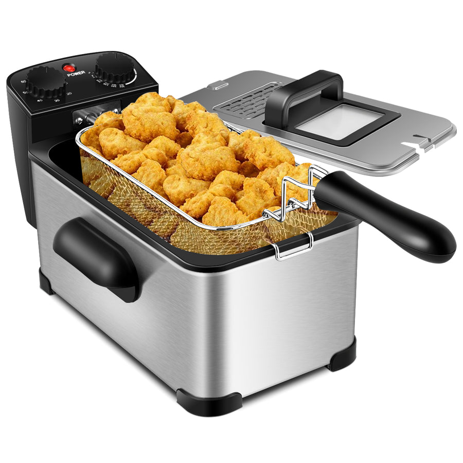 3.2 Quart Electric Deep Fryer 1700W Stainless Steel Timer Frying Basket Image 1