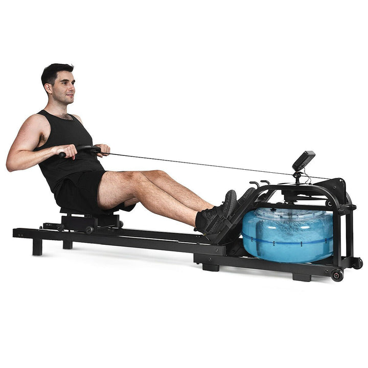 Health Fitness Water Rowing Machine Rower Adjustable Resistance Home Exercise Image 1