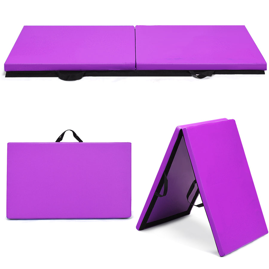 6x 2Gymnastics Yoga Mat Thick Two Folding Panel Gym Purple Image 1