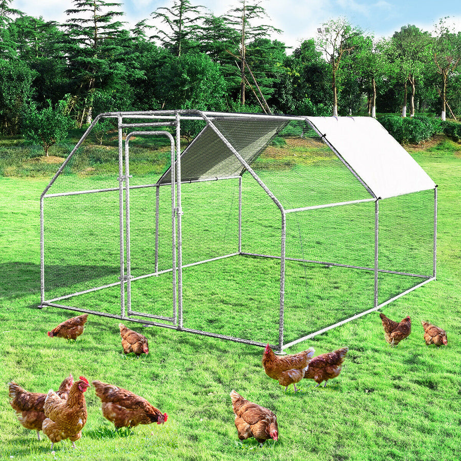 Costway Large Walk In Chicken Coop Run House Shade Cage 9.5 x12.5 with Roof Cover Image 1