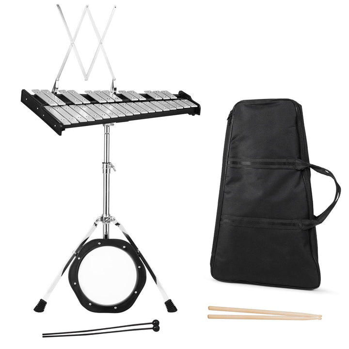 30 Notes Percussion Glockenspiel Bell Kit with Practice Pad Mallets Sticks Stand Image 1