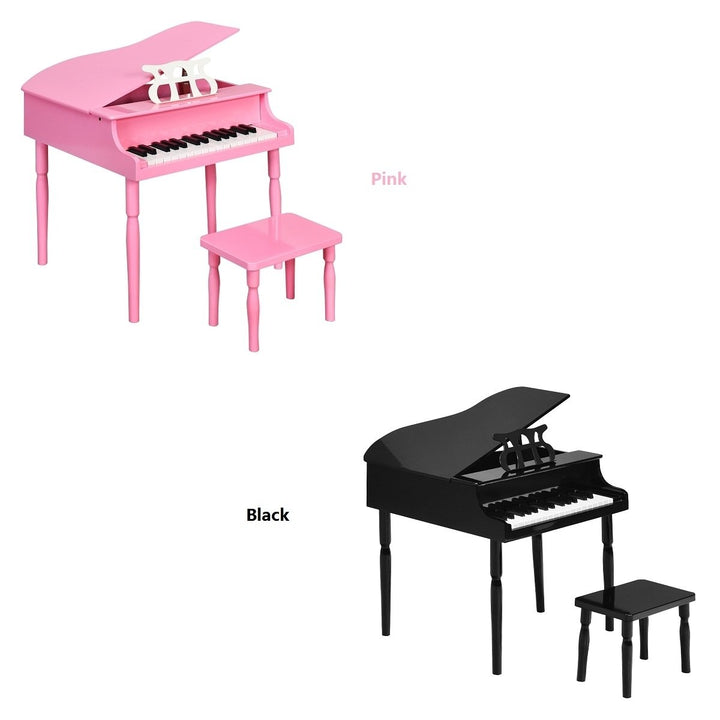 Costway 30-Key Classic Baby Grand Piano Toddler Toy Wood w/ Bench and Music Rack PinkBlack Image 1