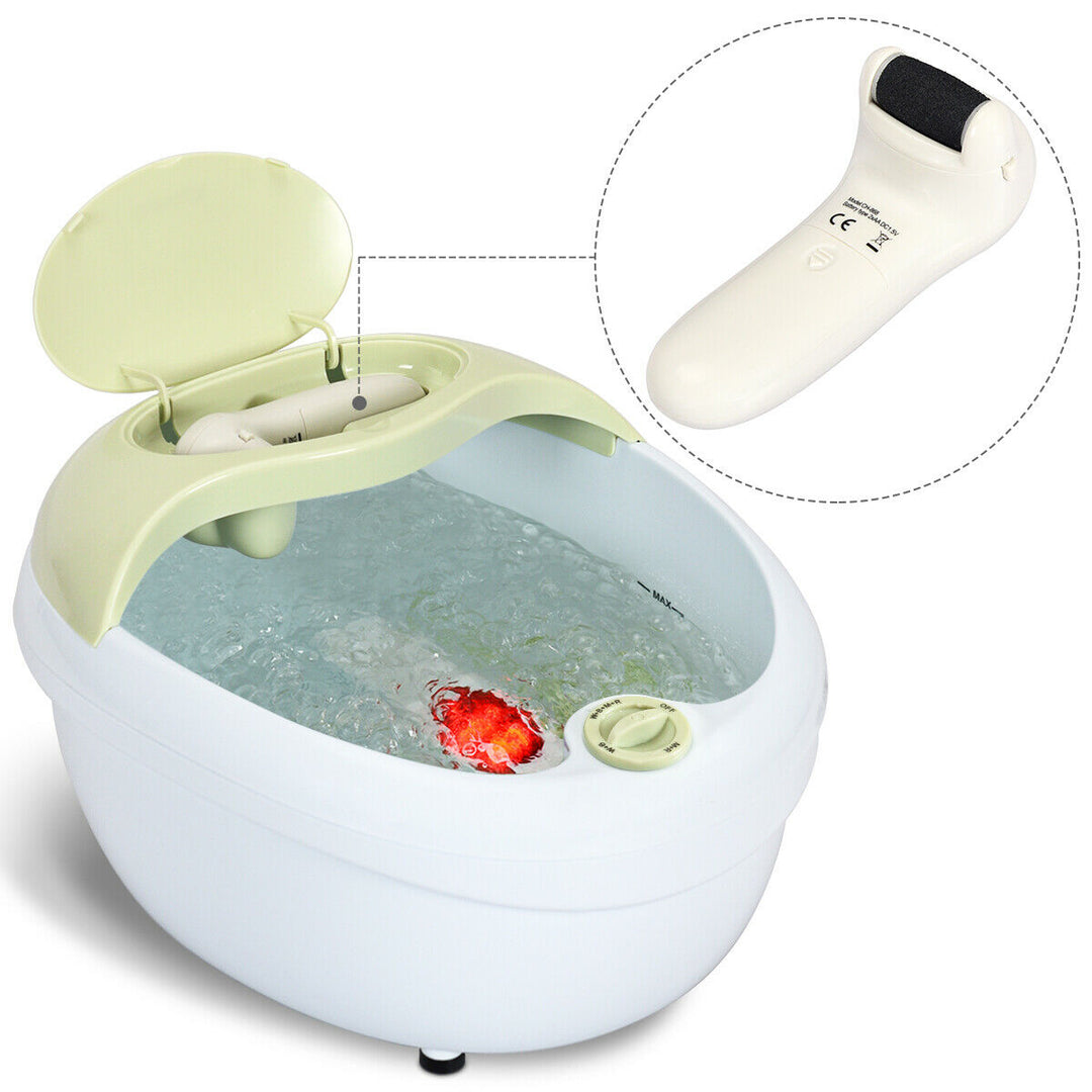 Foot Spa Bath Massager Bubble Vibration Red Light Rollers with Callous Remover Image 1