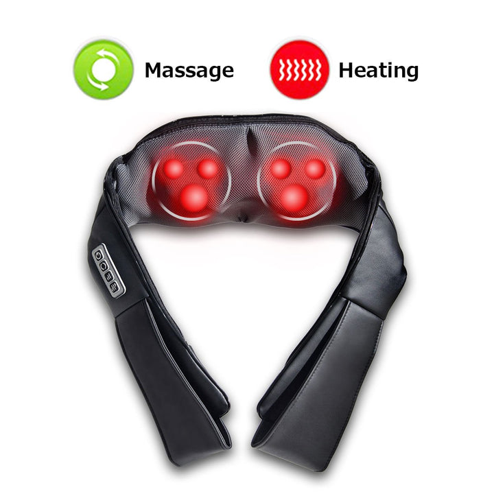 Shiatsu Back and Neck Massager Kneading Shoulder Massage Pillow W/Heat Straps Image 1