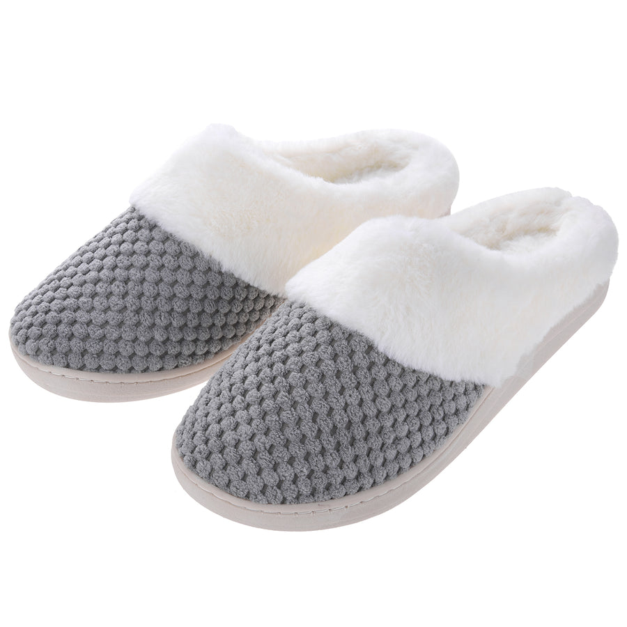 VONMAY Womens Scuff Slip On Slippers House Shoes Fleece Fuzzy Plush Lining Comfort Memory Foam Warm Image 1
