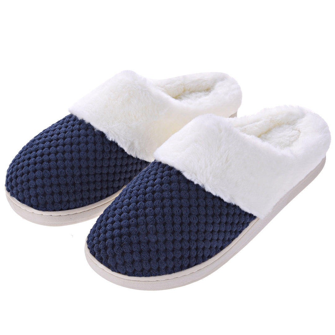 VONMAY Womens Scuff Slip On Slippers House Shoes Fleece Fuzzy Plush Lining Comfort Memory Foam Warm Image 4