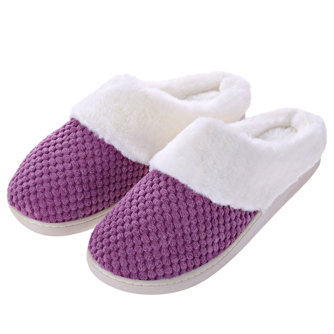 VONMAY Womens Scuff Slip On Slippers House Shoes Fleece Fuzzy Plush Lining Comfort Memory Foam Warm Image 1