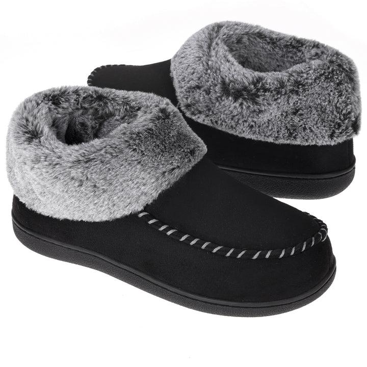 VONMAY Womens Bootie Slippers Moccasin Suede Boots Fuzzy Plush Faux faux House Shoes Winter Warm Memory Foam Non-Slip Image 1
