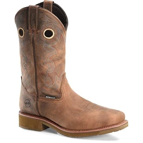 Double-H Boots Mens 12 Inch Waterproof Comp Toe Wide Square Roper Light Brown Image 1