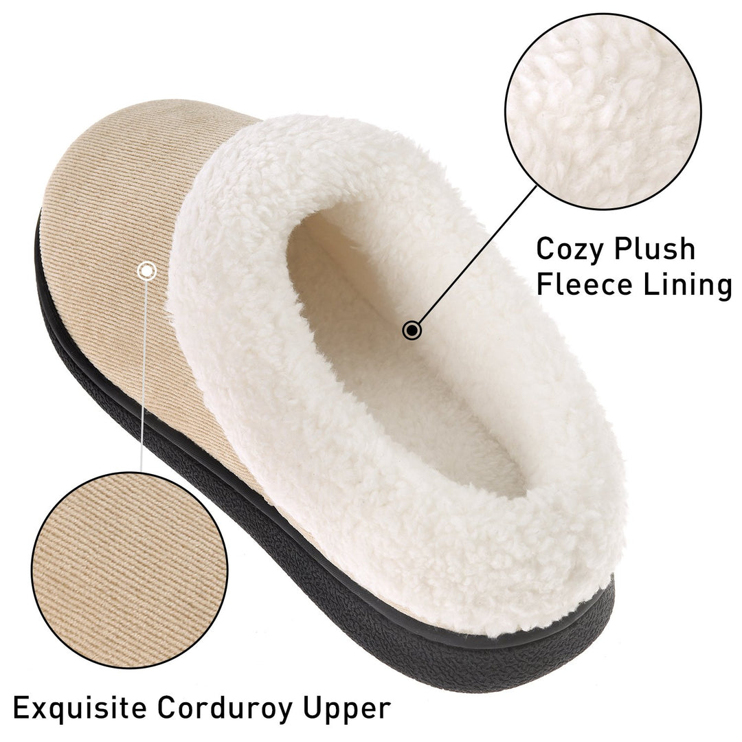 VONMAY Womens Slippers Memory Foam Collar House Shoes Fuzzy Fleece Indoor Outdoor Winter Warm Image 2