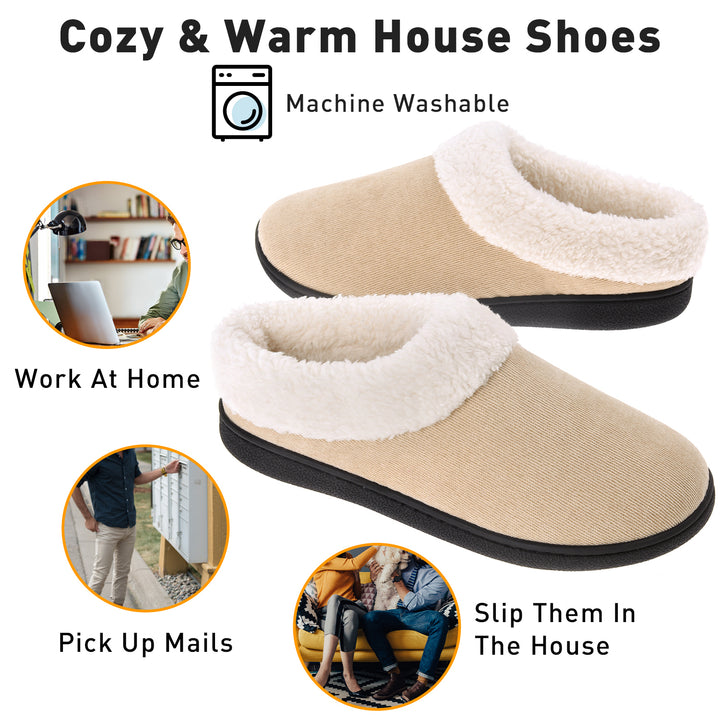 VONMAY Womens Slippers Memory Foam Collar House Shoes Fuzzy Fleece Indoor Outdoor Winter Warm Image 3