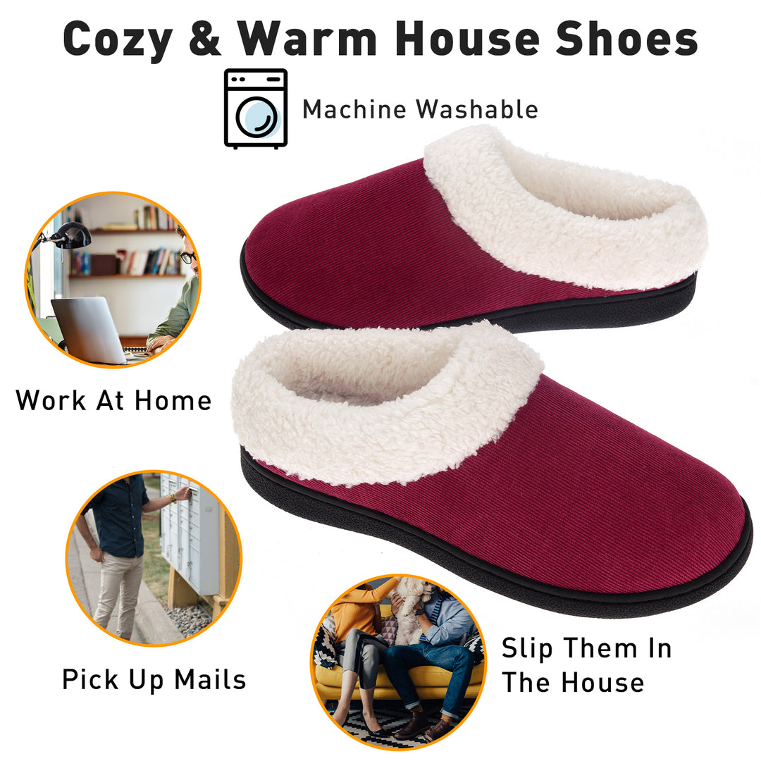 VONMAY Womens Slippers Memory Foam Collar House Shoes Fuzzy Fleece Indoor Outdoor Winter Warm Image 11