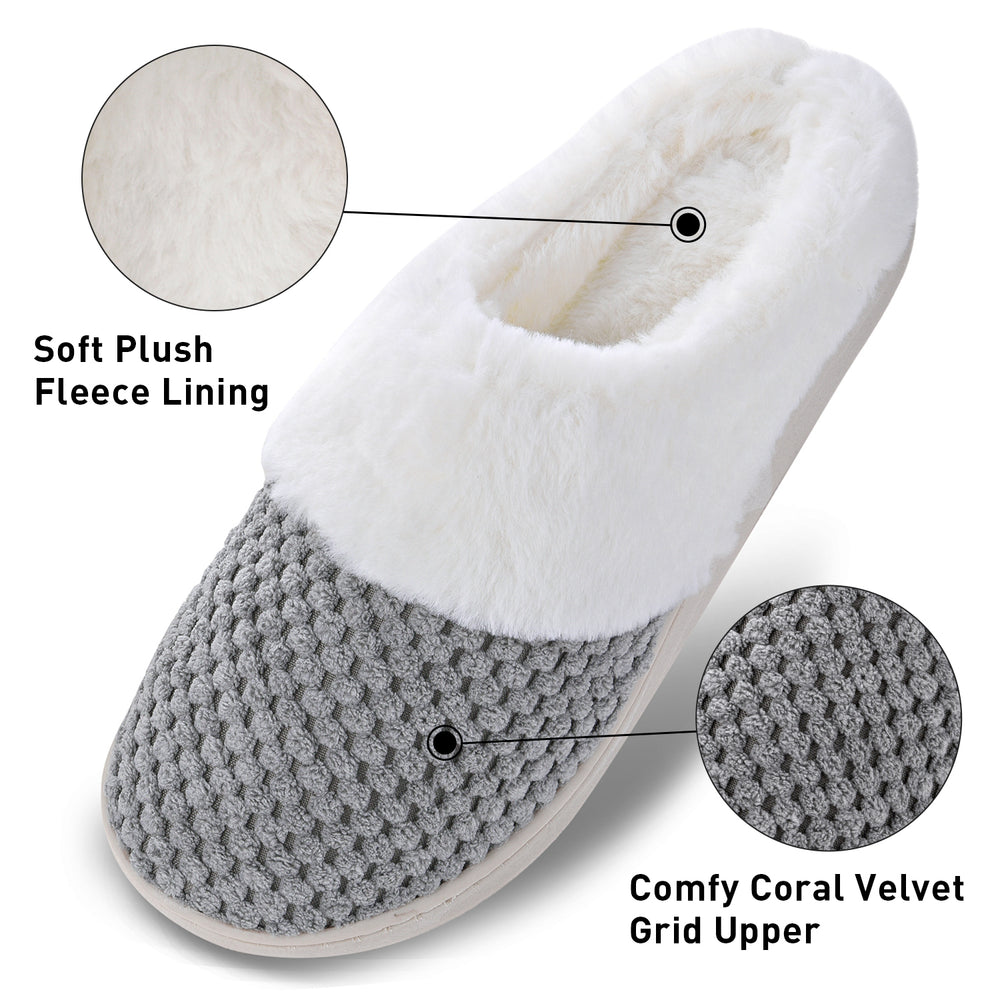 VONMAY Womens Scuff Slip On Slippers House Shoes Fleece Fuzzy Plush Lining Comfort Memory Foam Warm Image 2