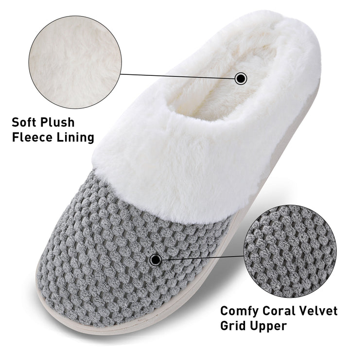 VONMAY Womens Slip On Fleece Slippers with Memory Foam Comfort Plush Lining Image 2