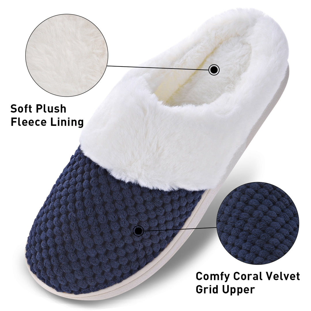 VONMAY Womens Slip On Fleece Slippers with Memory Foam Comfort Plush Lining Image 4