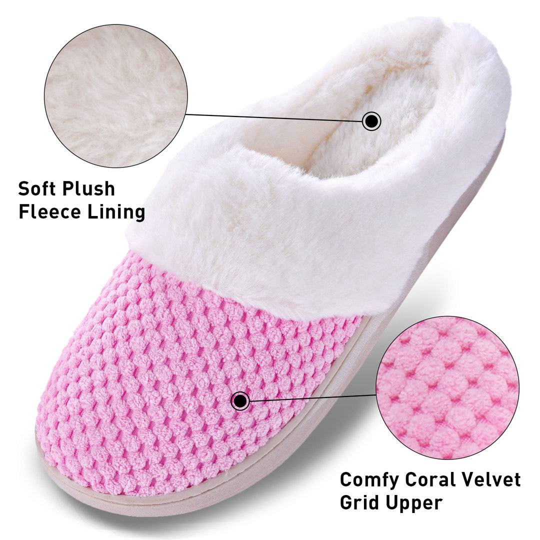 VONMAY Womens Slip On Fleece Slippers with Memory Foam Comfort Plush Lining Image 8