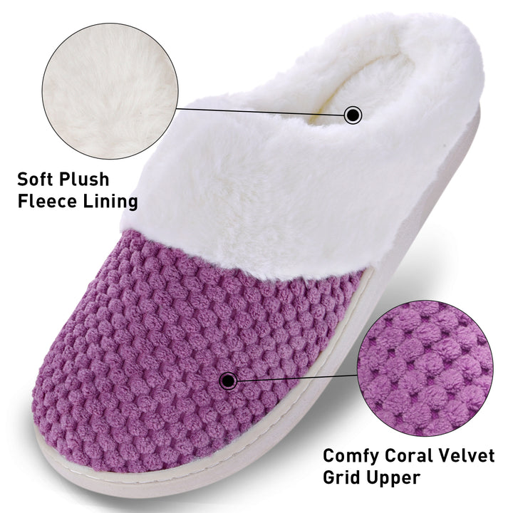 VONMAY Womens Scuff Slip On Slippers House Shoes Fleece Fuzzy Plush Lining Comfort Memory Foam Warm Image 11