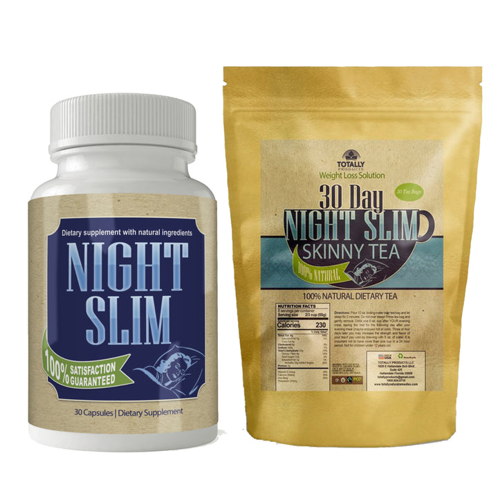 Night Slim Weight Loss Capsules and Skinny Tea Combo Pack 30 Capsules 30 Bags Image 1