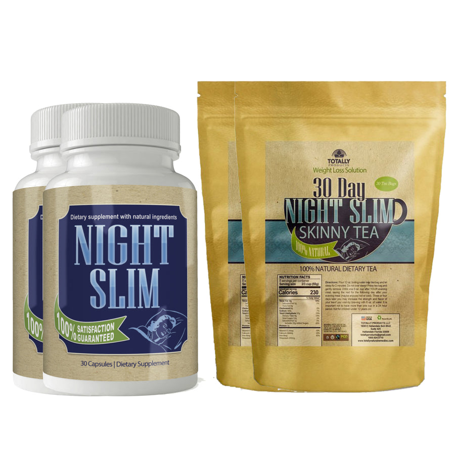 Night Slim Weight Loss Capsules and Skinny Tea Combo Pack 30 Capsules 30 Bags Image 1