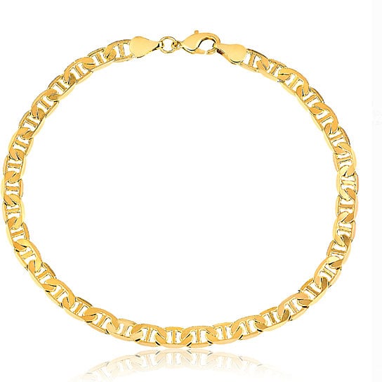 18K  Gold Filled High Polish Finsh  Flat Mariner Anklet 10 Image 1