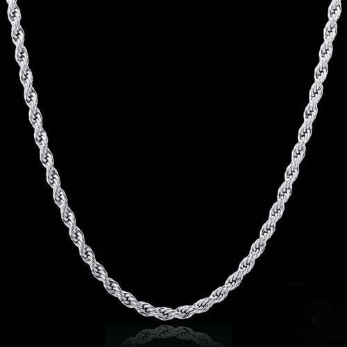 14K White Gold Filled High Polish Finsh Silver Filled High Polish Finsh Rope Twist Braided Chain 24 Image 1