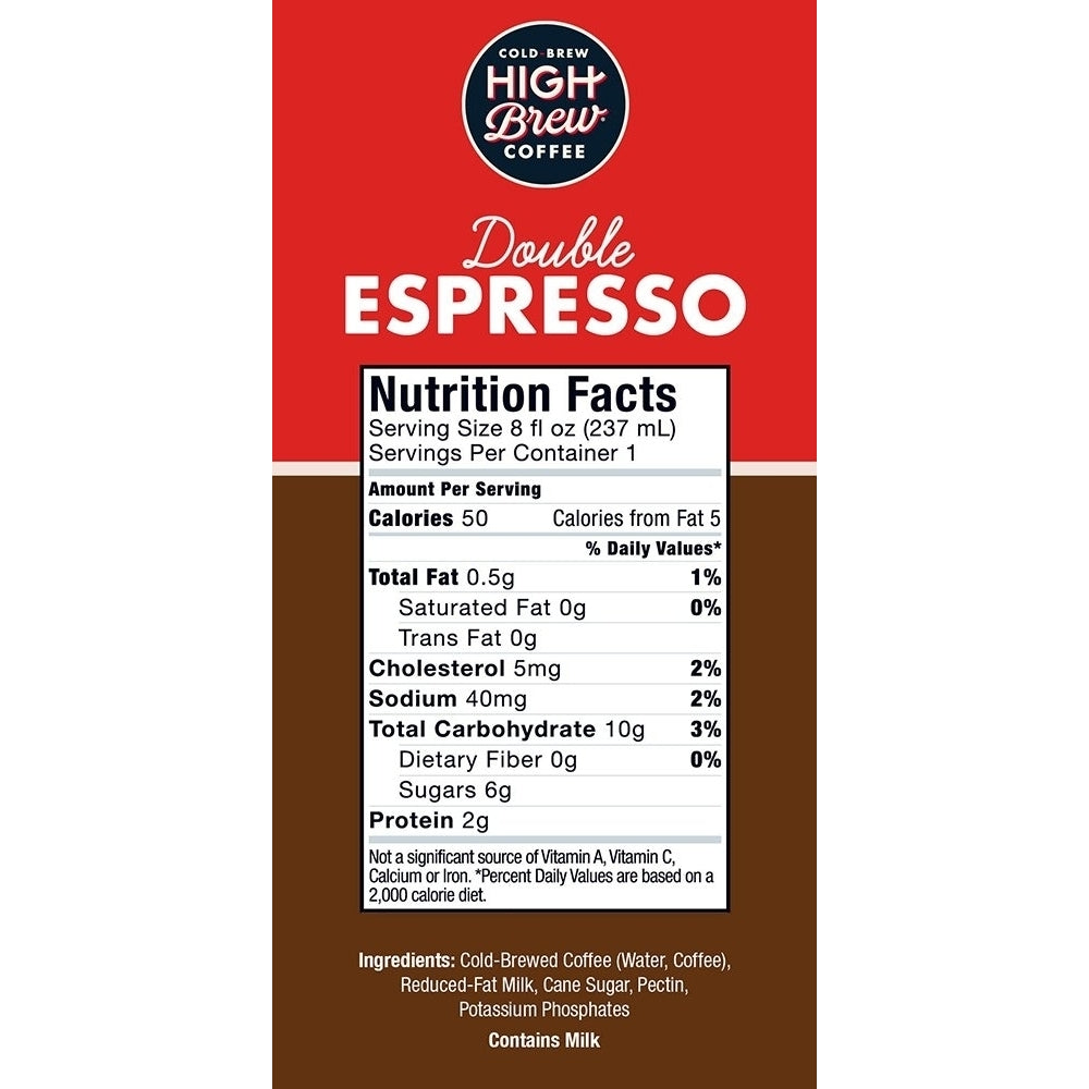 High Brew Coffee Double Espresso Can 8 Fluid Ounce (12 Count) Image 4