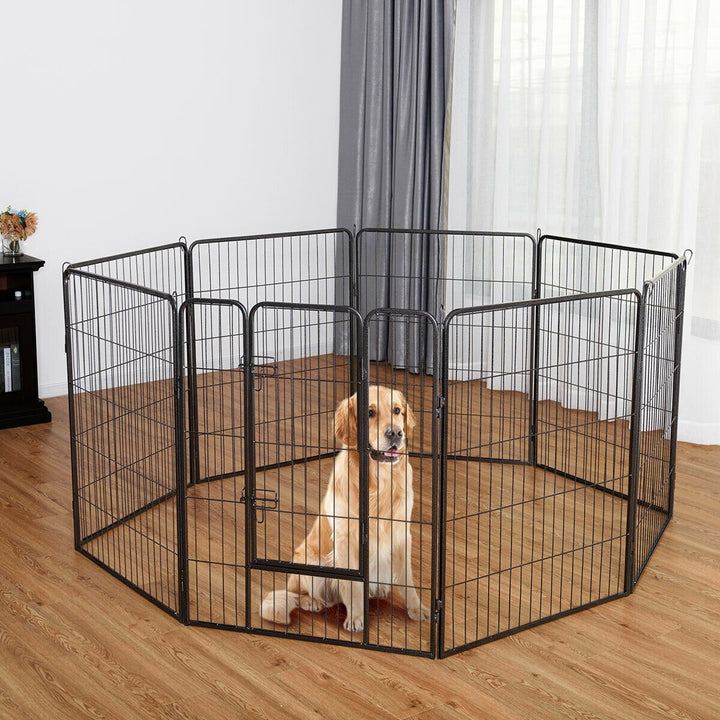 40" 8 Panel Pet Puppy Dog Playpen Door Exercise Kennel Fence Metal Image 7