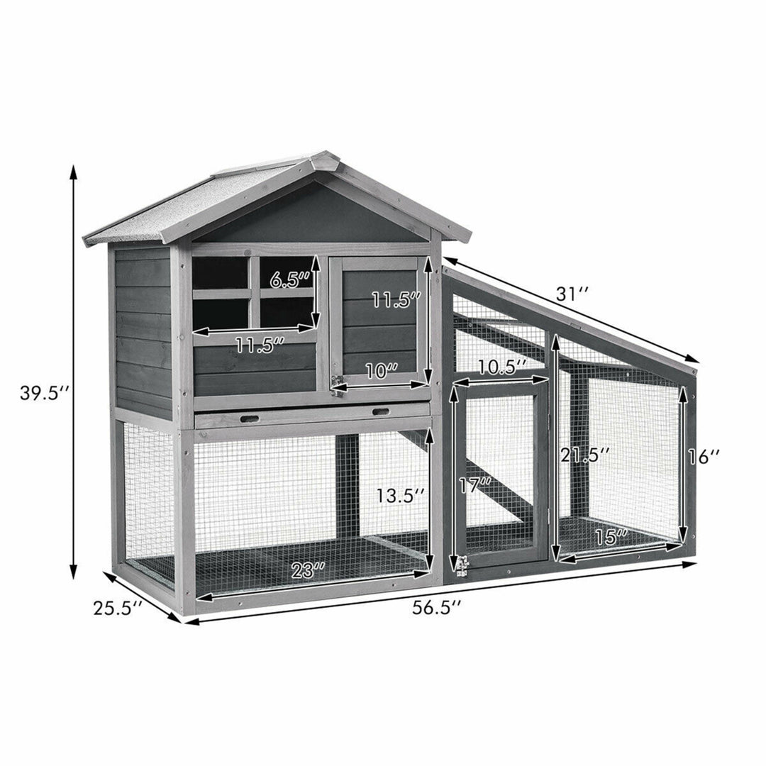 58 Wooden Rabbit Hutch Large Chicken Coop Weatherproof Indoor and Outdoor Use Image 2