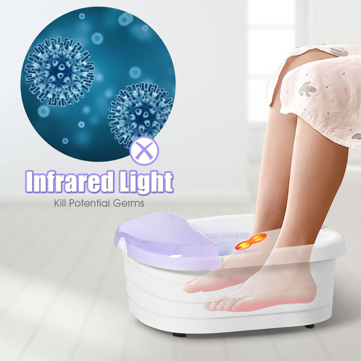 Foot Spa Massager w/ 4 Massage Rollers Heat Bubble Red Light Stress Relief Image 4