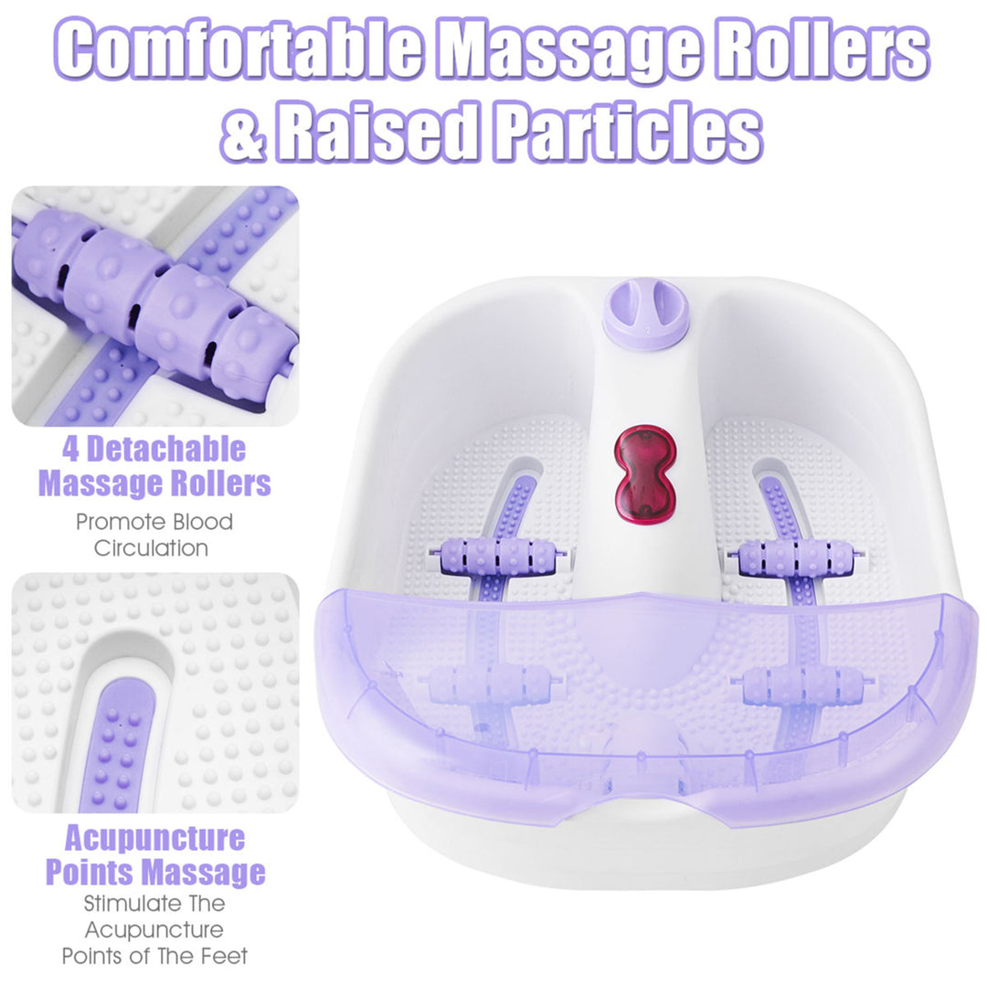 Foot Spa Massager w/ 4 Massage Rollers Heat Bubble Red Light Stress Relief Image 8