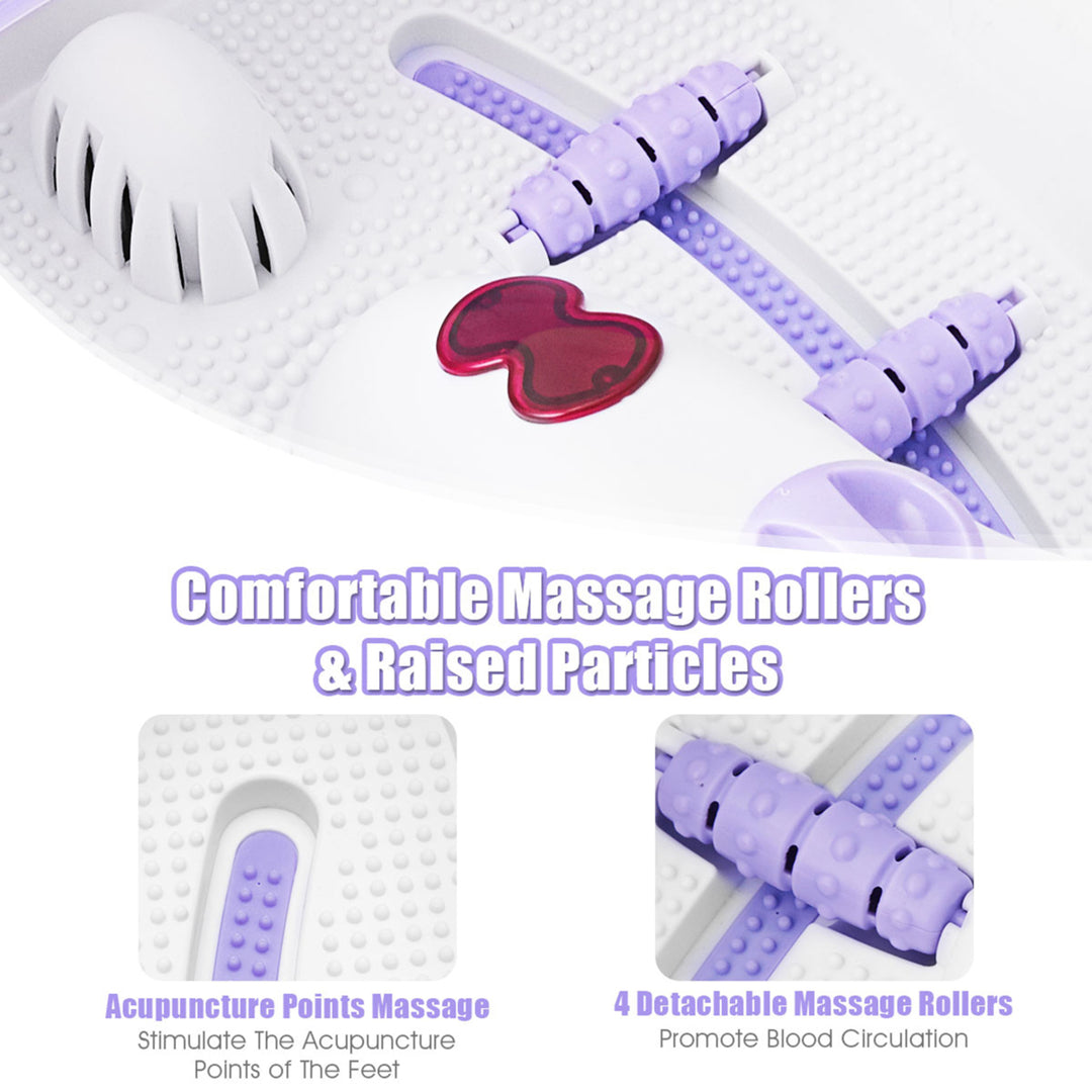 Foot Spa Massager w/ 4 Massage Rollers Heat Bubble Red Light Stress Relief Image 9