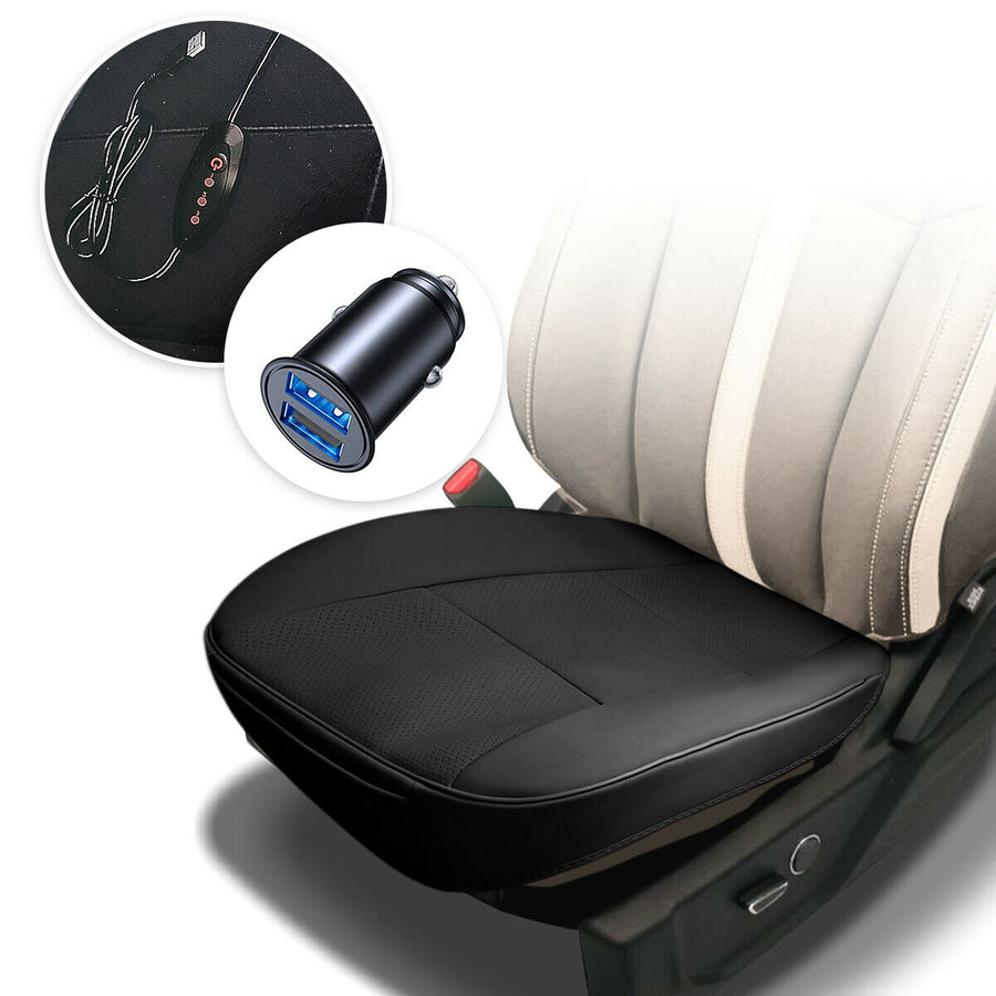 Zone Tech Heated Seat Cushion Cover USB Cigarette Lighter Converter with Remote Image 1
