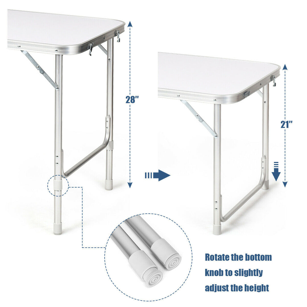 Folding Camping Table Aluminum Height Adjustable w/ Storage Organizer Dark Blue Image 8