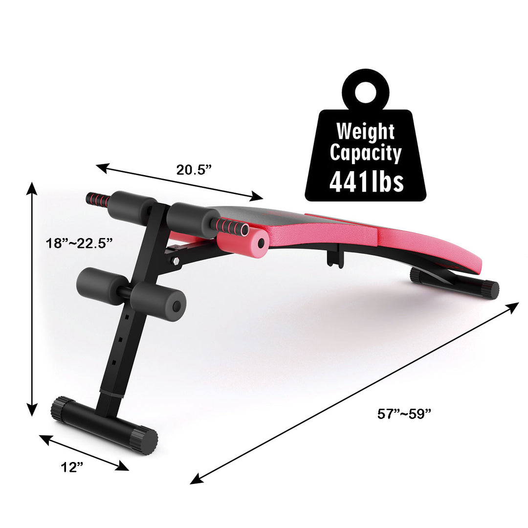 SuperFit Folding Weight Bench Adjustable Sit-up Board Curved Decline Bench BlueRed Image 9