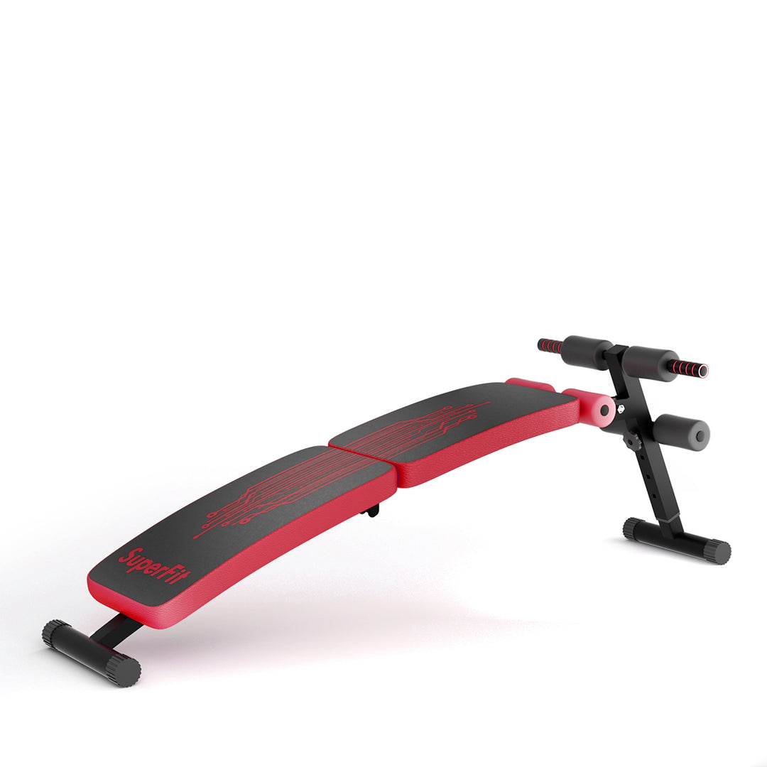 SuperFit Folding Weight Bench Adjustable Sit-up Board Curved Decline Bench BlueRed Image 10