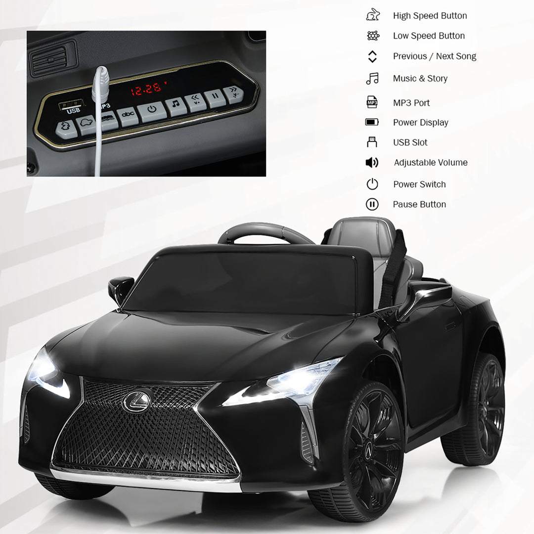 12V Kids Ride on Car Lexus LC500 Licensed Remote Control Electric Vehicle Black Image 8