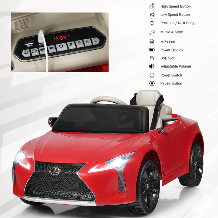 12V Kids Ride on Car Lexus LC500 Licensed Remote Control Electric Vehicle Red Image 8