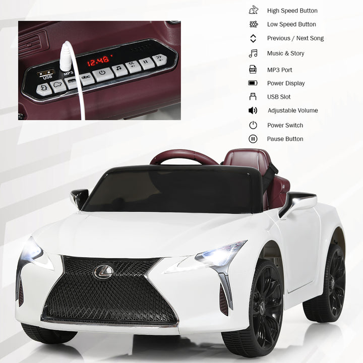 12V Kids Ride on Car Lexus LC500 Licensed Remote Control Electric Vehicle White Image 8