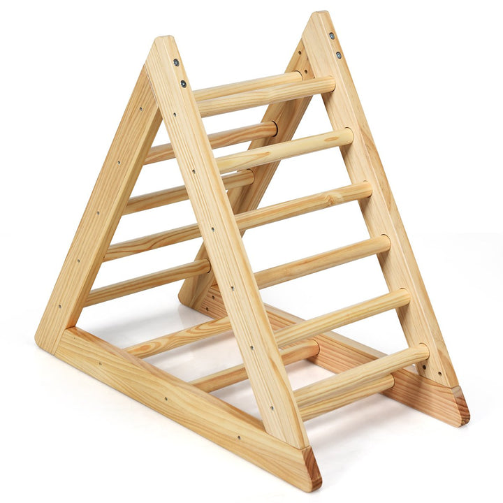 Wooden Climbing Pikler Triangle with Climbing Ladder For Toddler Step Training Natural Image 1