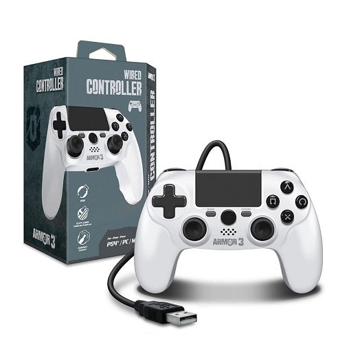 Wired Game Controller For PS4/ PC/ Mac (White) - Armor3 Image 1