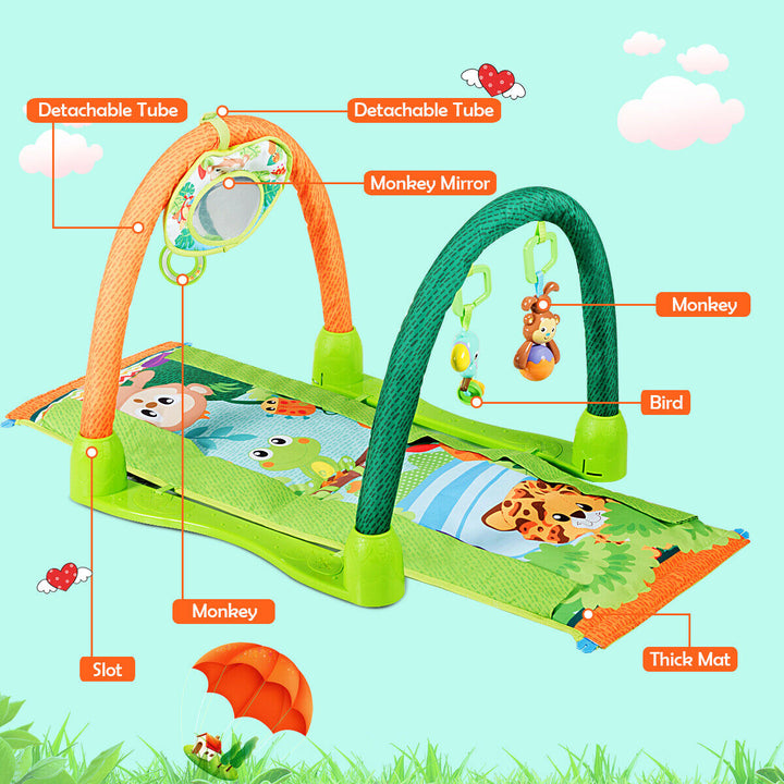 4-in-1 Green Activity Play Mat Baby Activity Center w/3 Hanging Toys Image 4