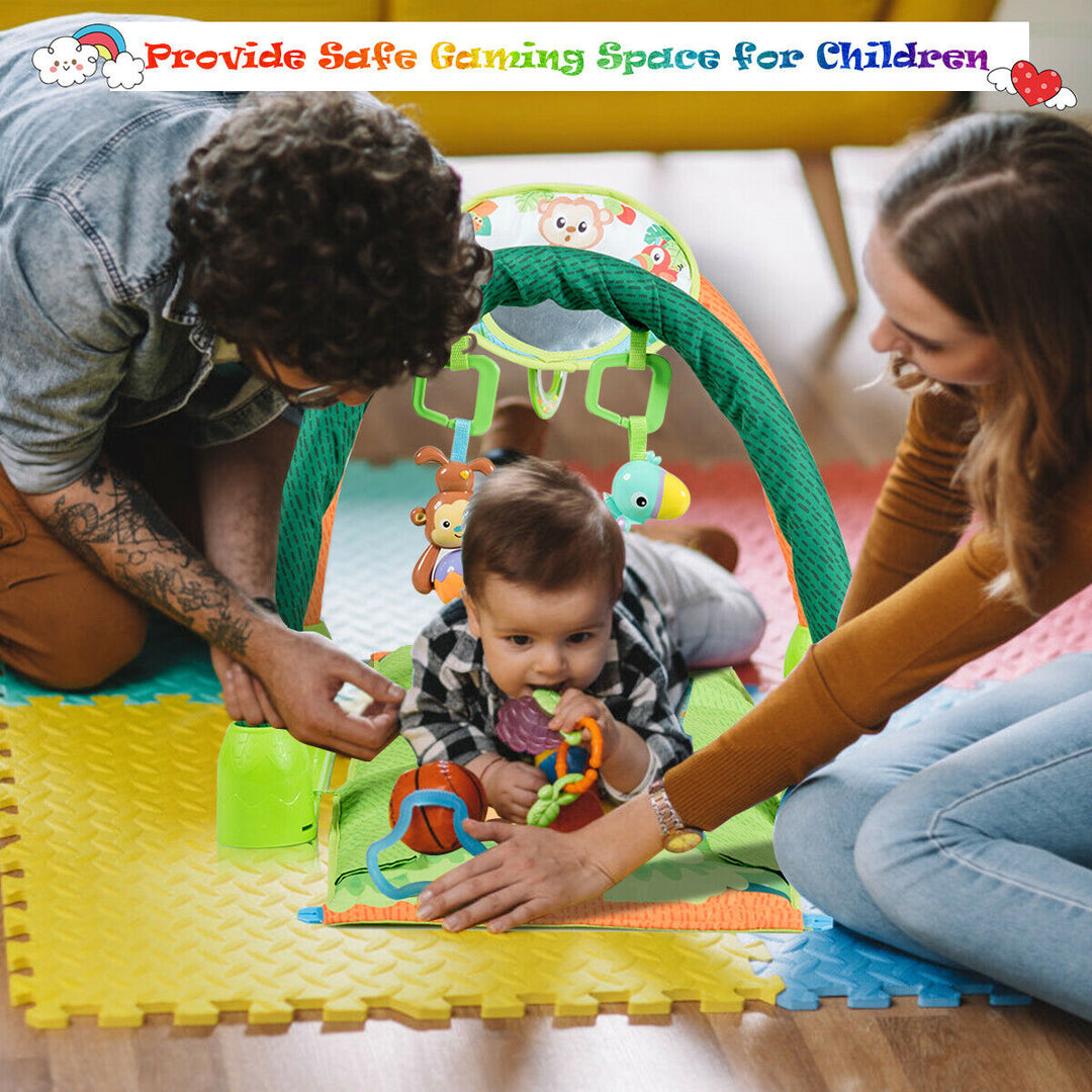 4-in-1 Green Activity Play Mat Baby Activity Center w/3 Hanging Toys Image 9