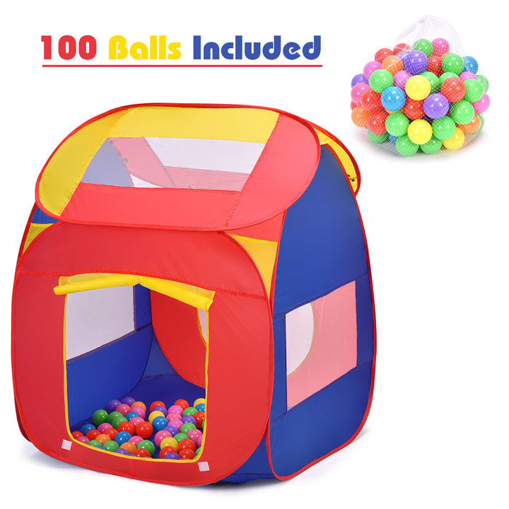 Portable Kid Baby Play House Indoor Outdoor Toy Tent Game Playhut With 100 Balls Image 1